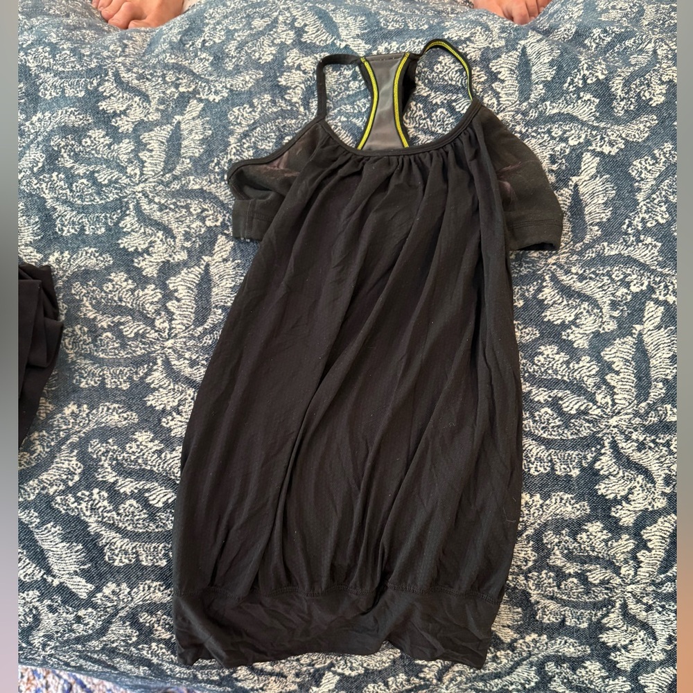 lululemon athletica Black Tank Top with Yellow Trim